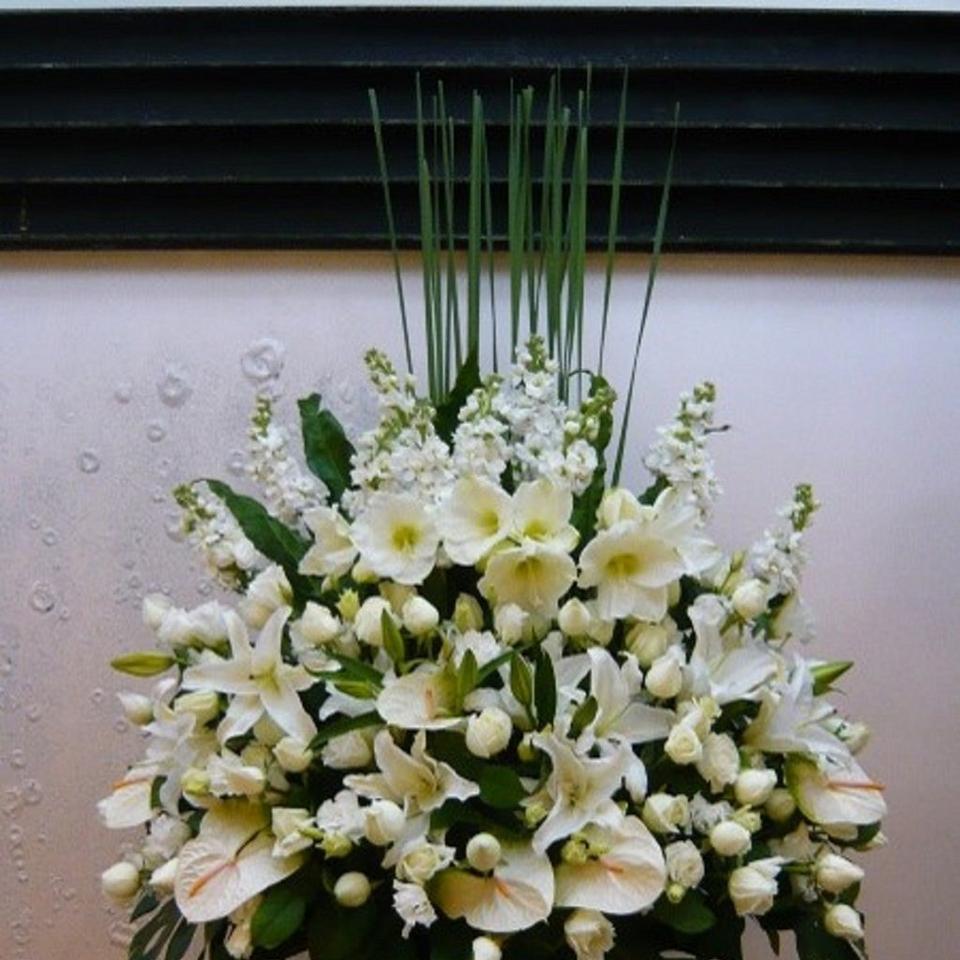 Image 1 of 1 of Funeral Arrangement on Wood Ladder Stand