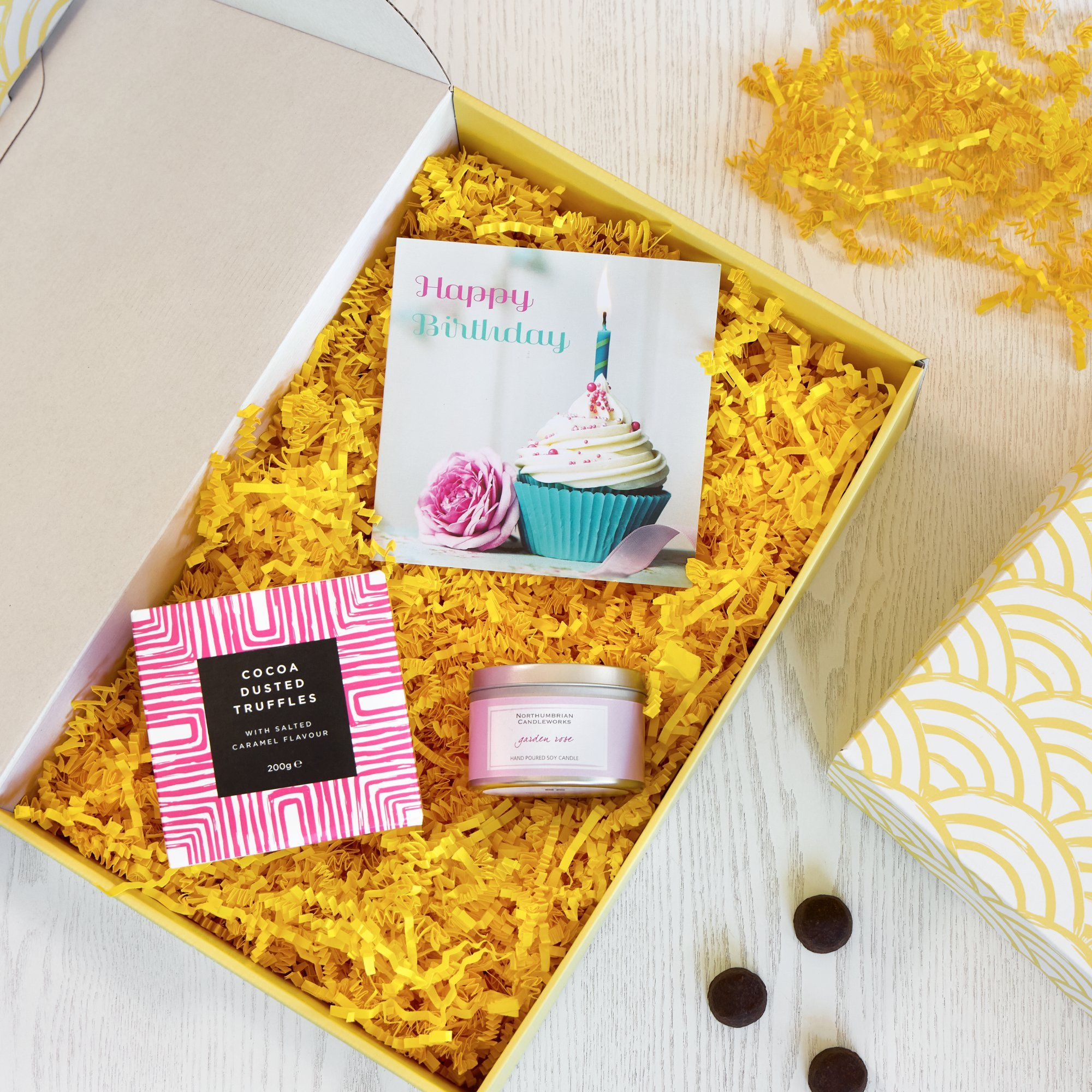 Image 2 of 2 of Salted Caramel Truffles, Birthday Card & Candle Gift Set 