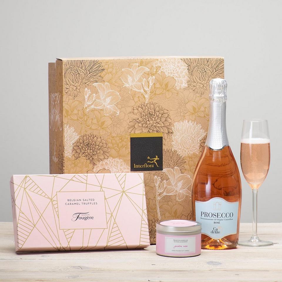 Prosecco Rosé, Salted Caramel Truffles & Candle Gift Set 