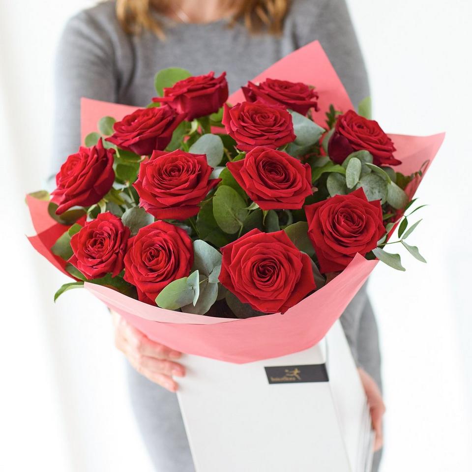 Happy Anniversary 12 Red Rose Bouquet