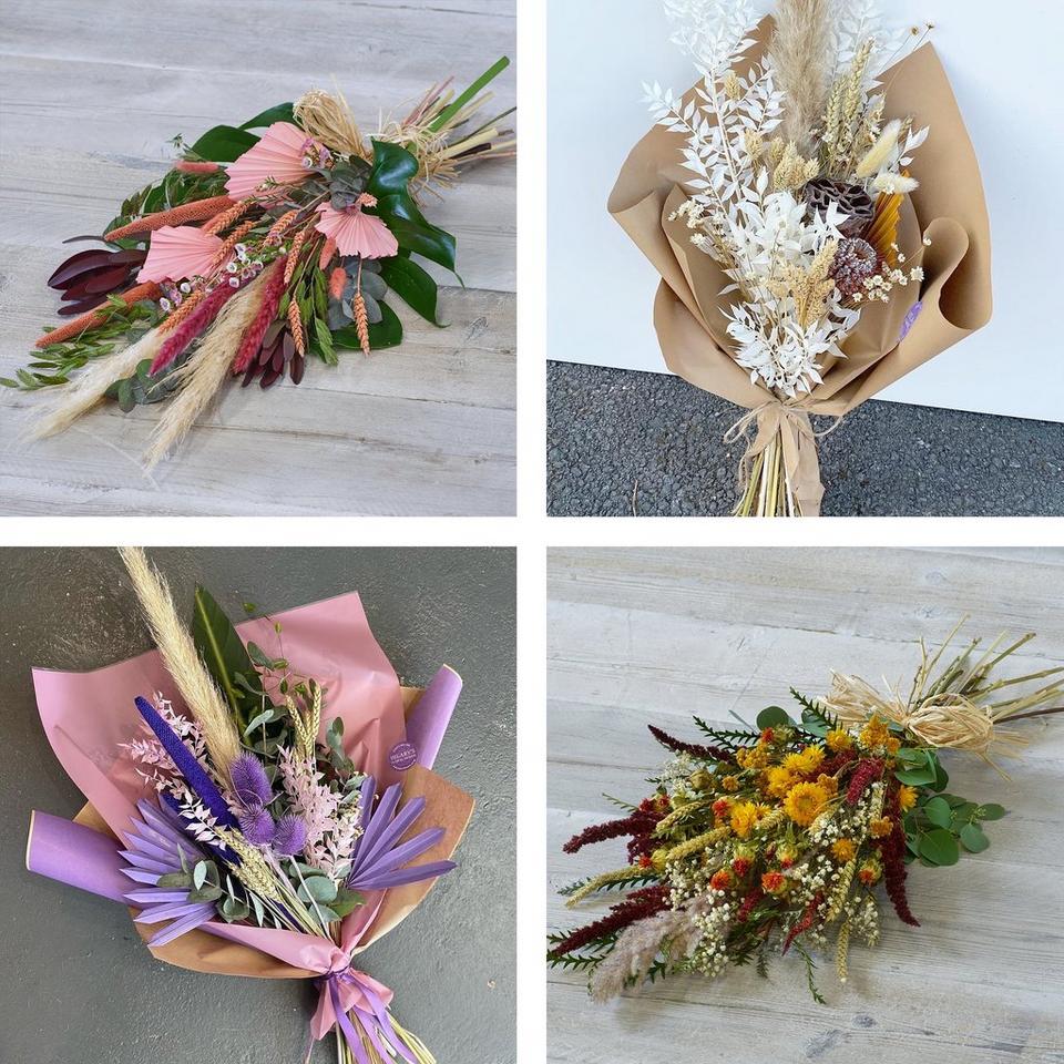Funeral sheaf made with the finest dried and fresh flowers