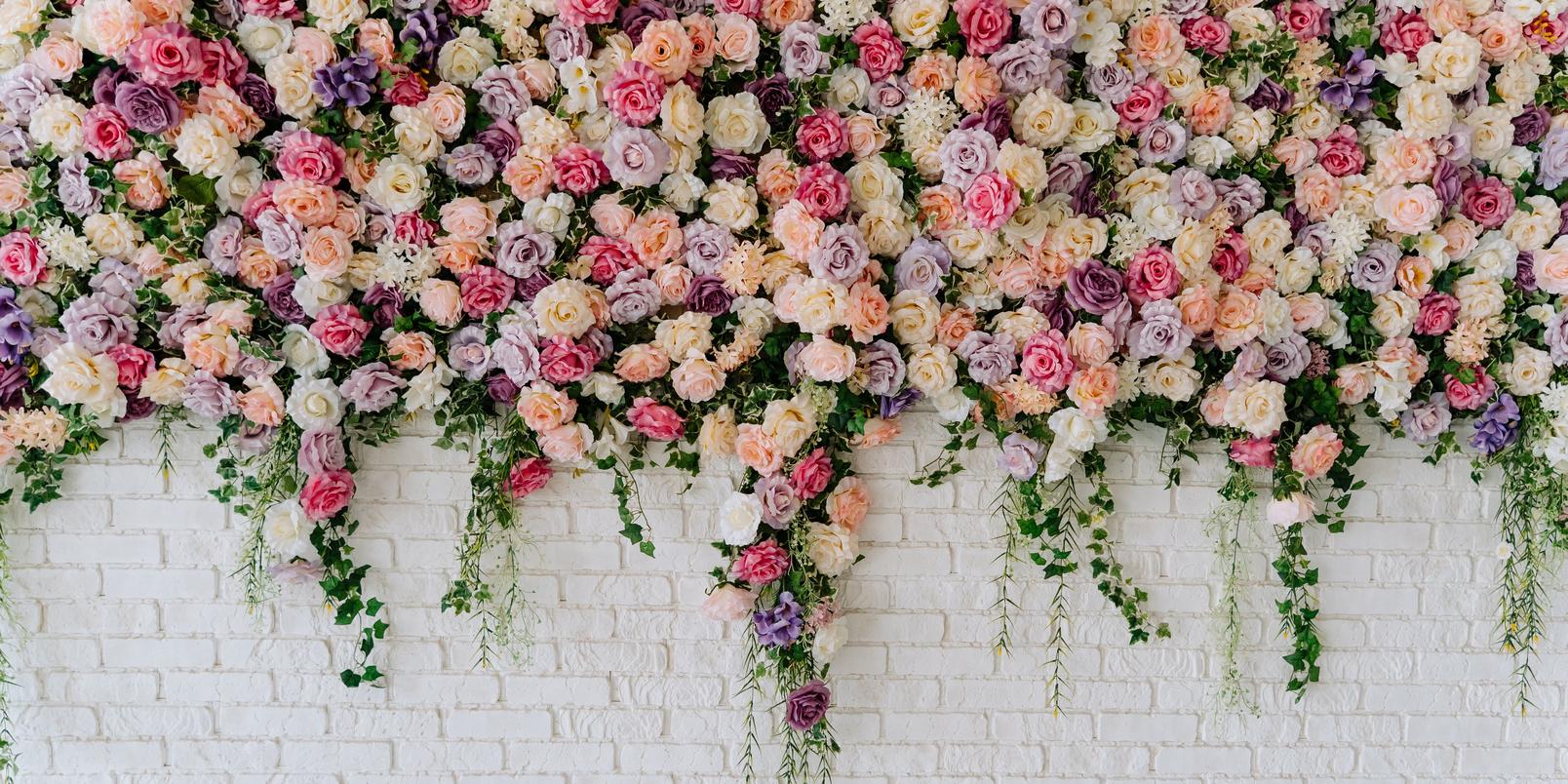 Pink-purple-and-peach-flower-wall