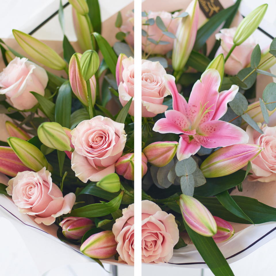 Image 3 of 6 of Luxury Pink Rose and Lily Bouquet