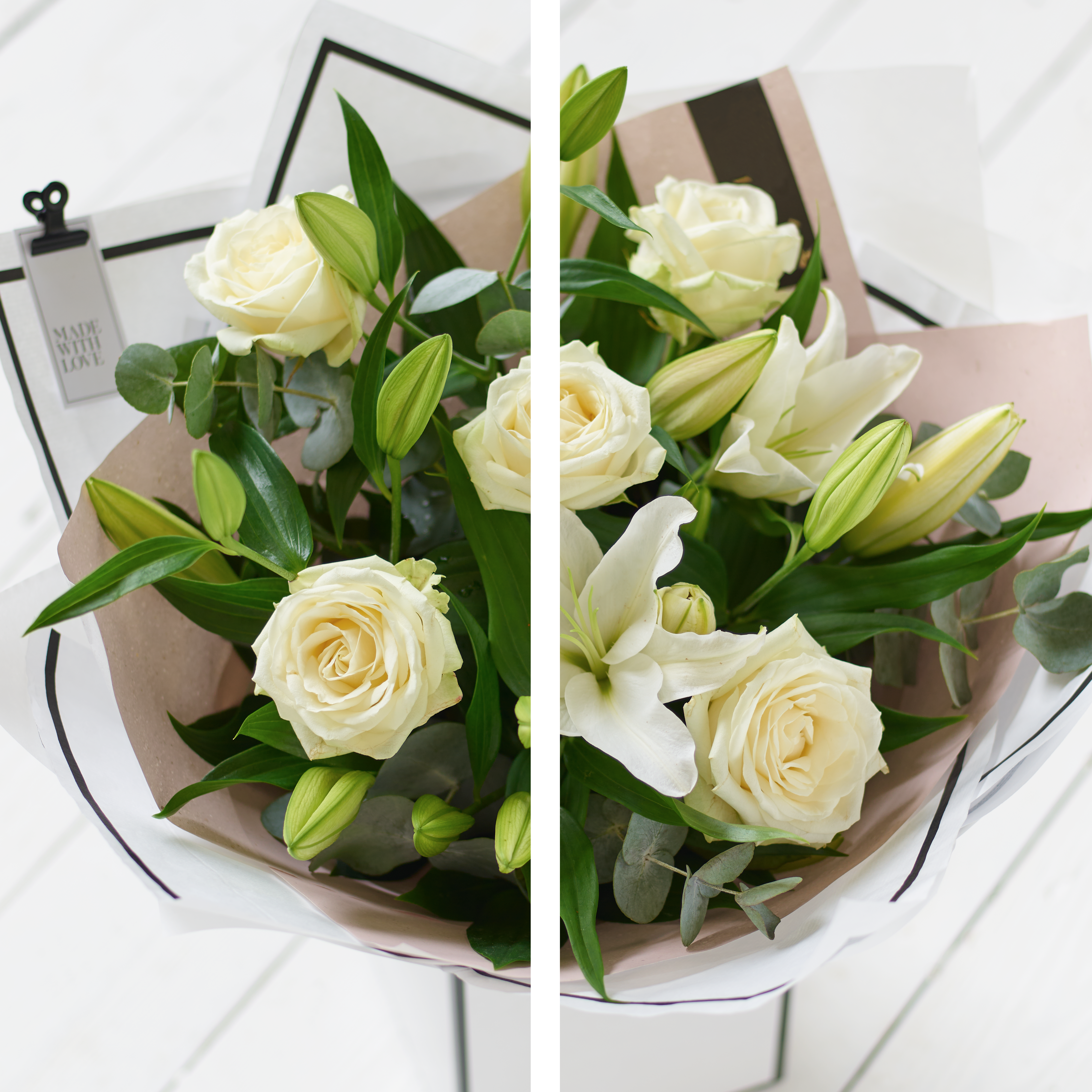 Image 3 of 6 of White Rose and Lily Bouquet