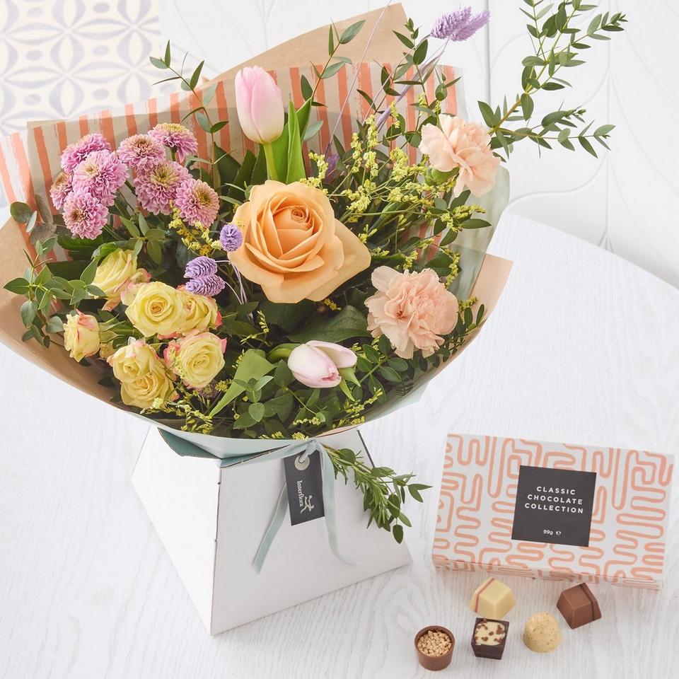 Pastel Spring Bouquet With Chocolates