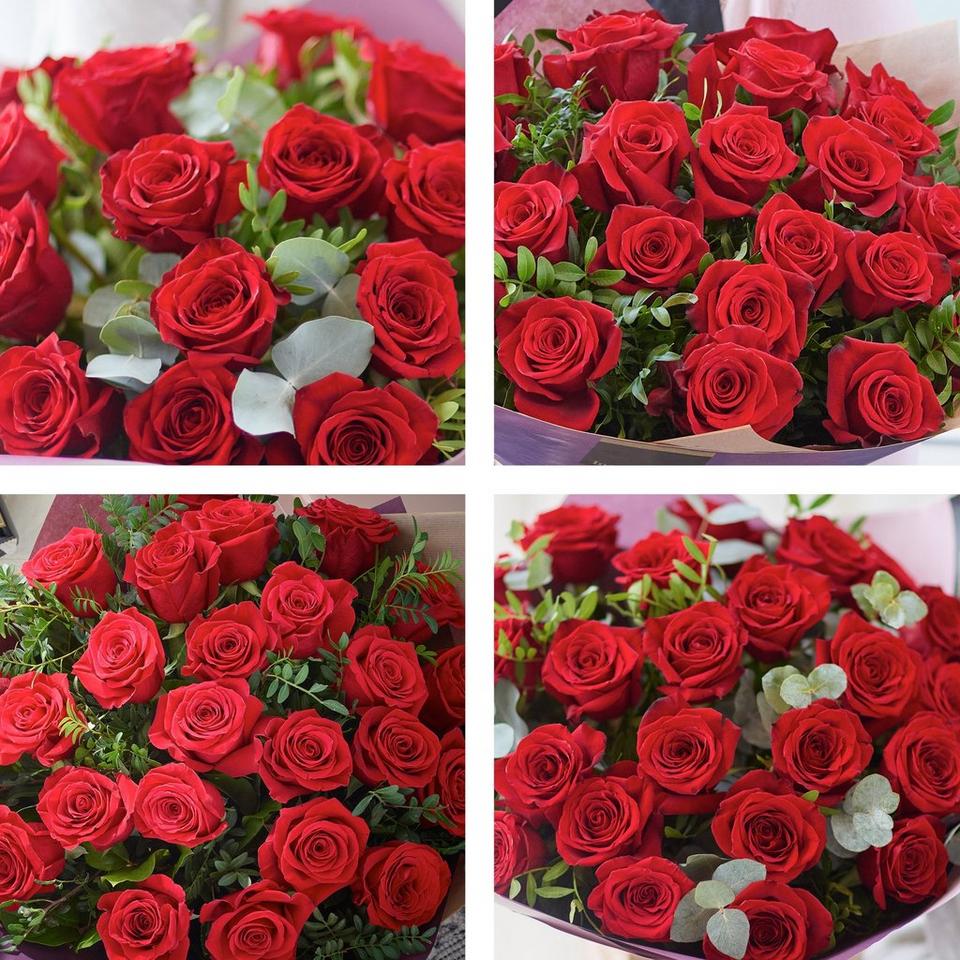 Image 2 of 5 of Stunning 24 Large-headed Red Rose Bouquet