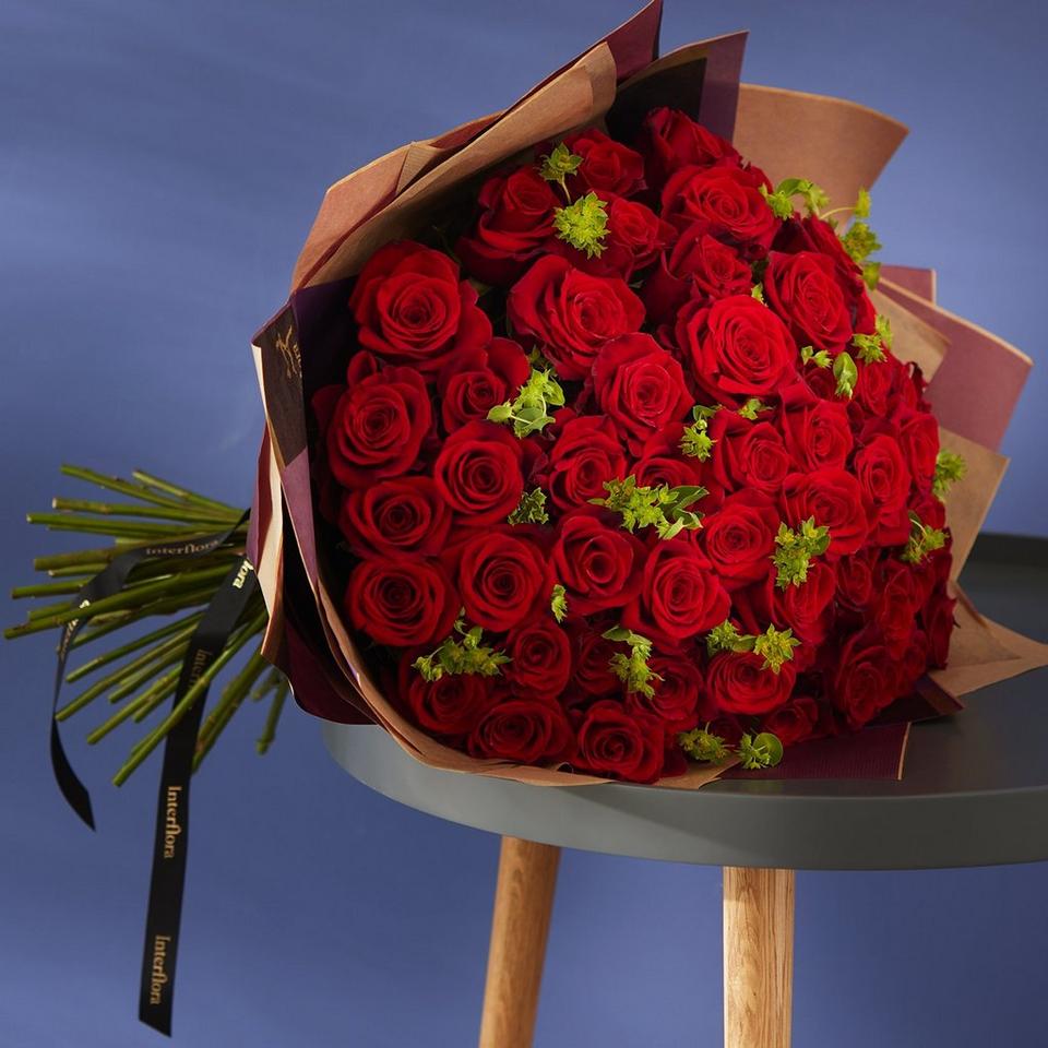 Image 3 of 5 of Dazzling 50 Large-headed Red Rose Bouquet