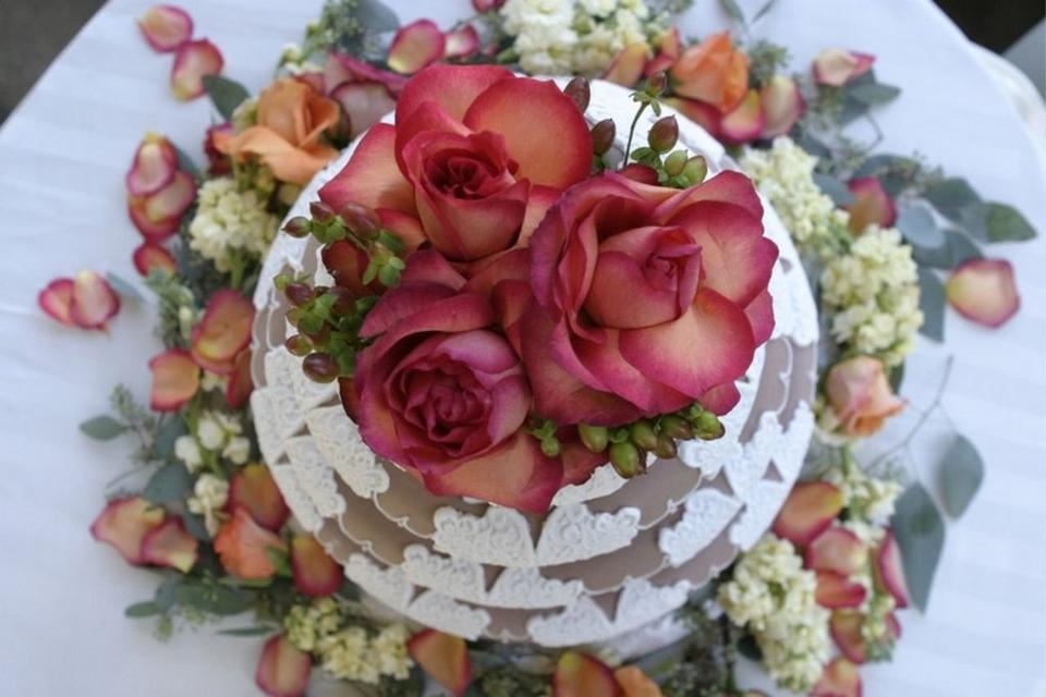 Wedding Cake with edible flowers
