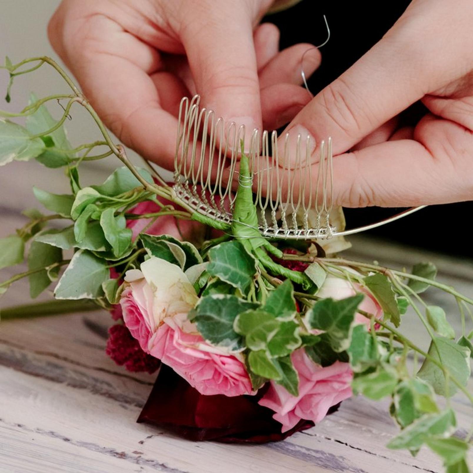 attaching-flowers-to-floral-comb