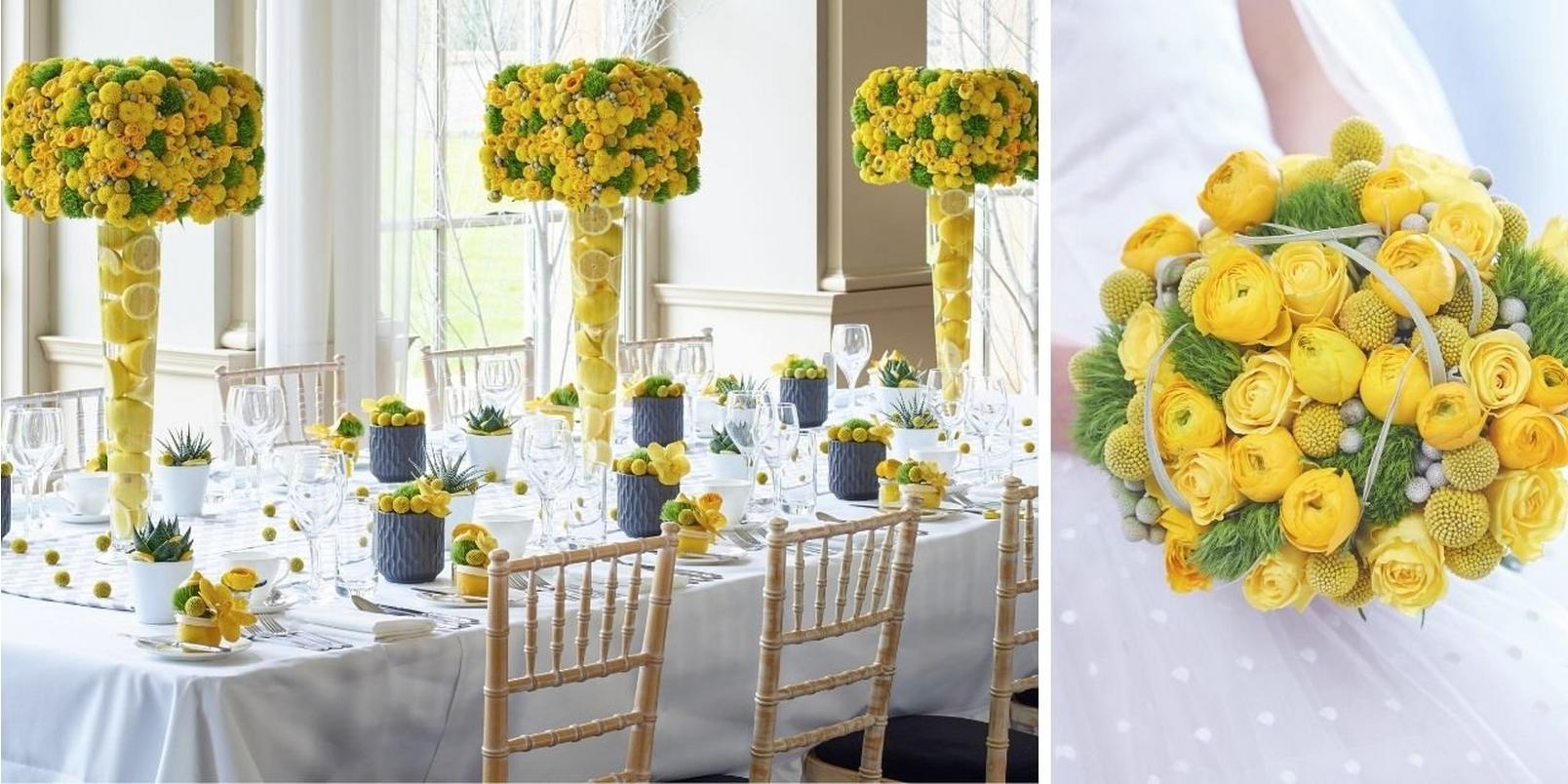 bridal-bouquet-yellow-white-green