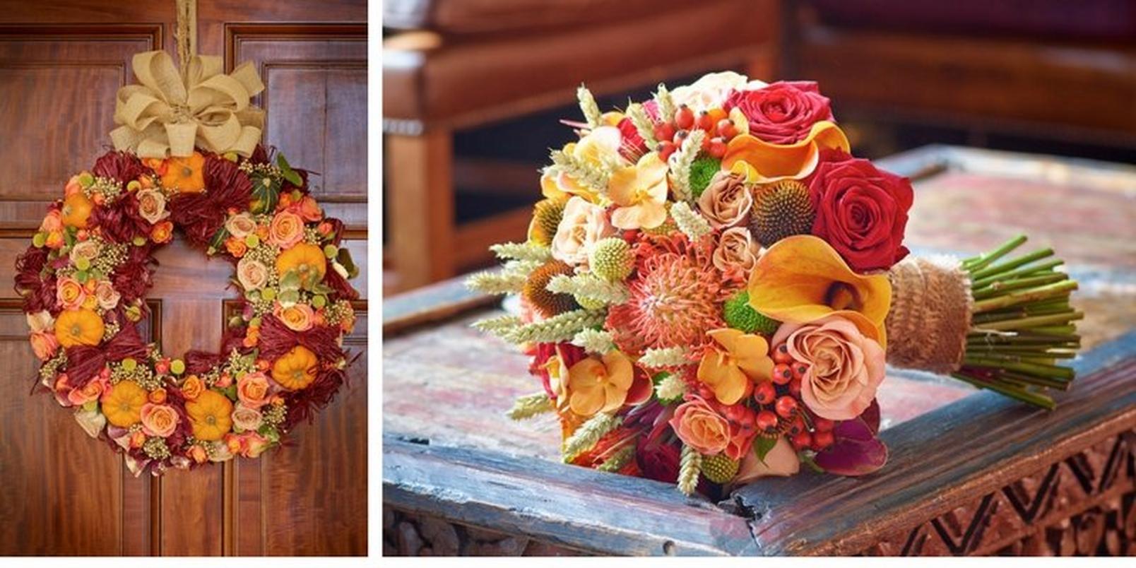 collage-autumn-wedding-arrangements-bridal-bouquets