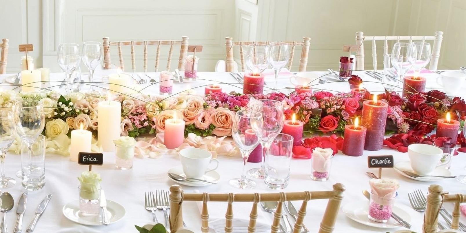 table-arrangement-wedding-flowers-pinks